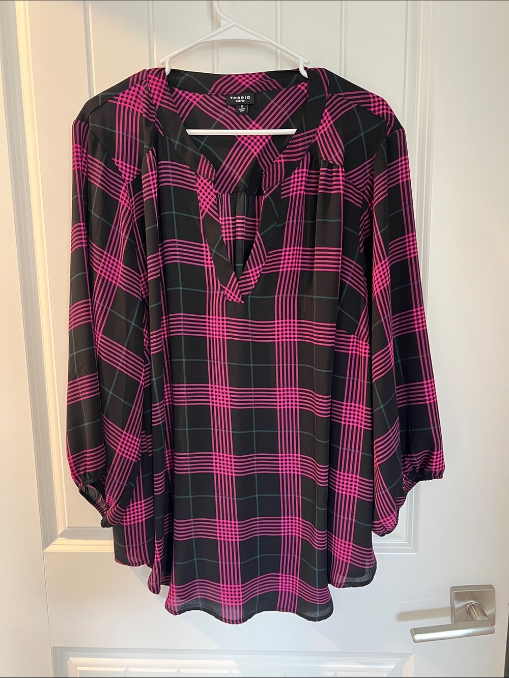 torrid Black & Hot Pink Plaid Tunic Top